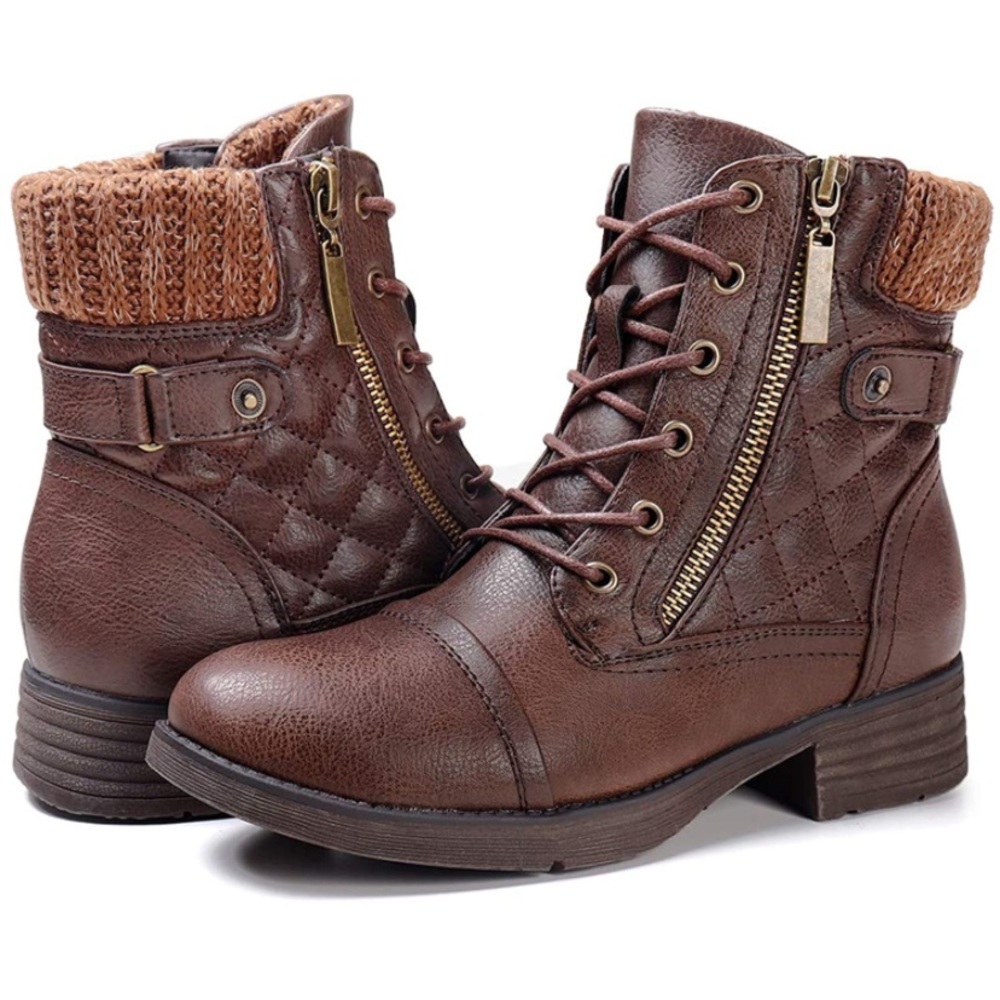 STQ Women’s Combat Boots Lace up Ankle Booties